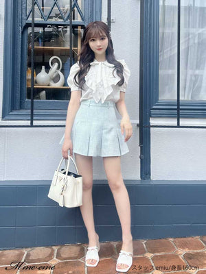 【SALE】Tweed pleated skirt (eme10414)