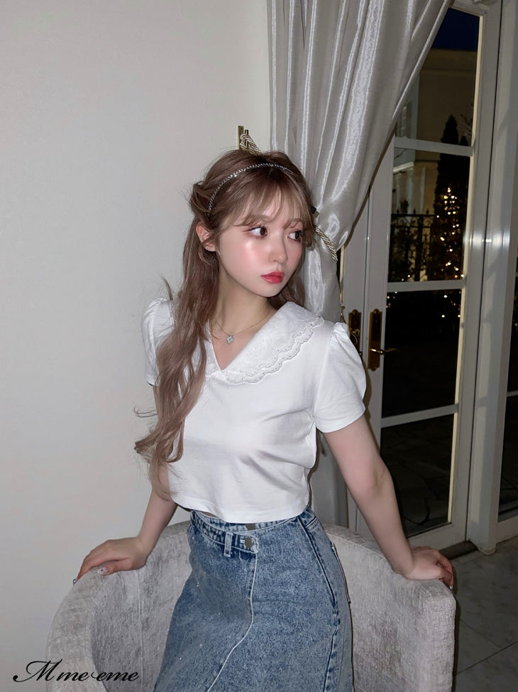 【SALE】Rhinestone denim mini skirt(eme10406)