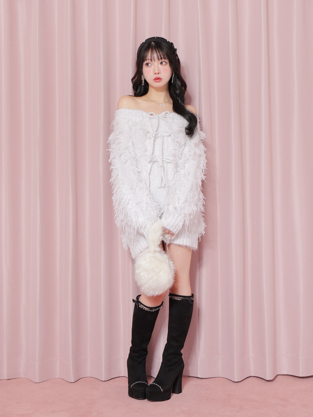 【SALE】Cut design chain long boots (eme10328)