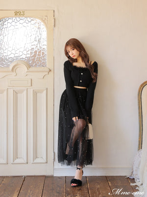 【SALE】Bijou tulle long skirt (eme10420)