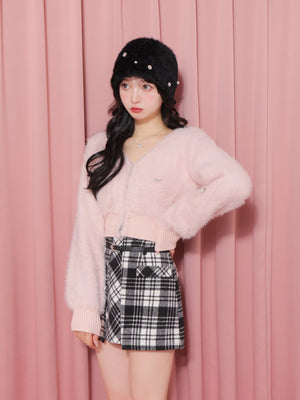 High waist check mini skirt(eme10449)