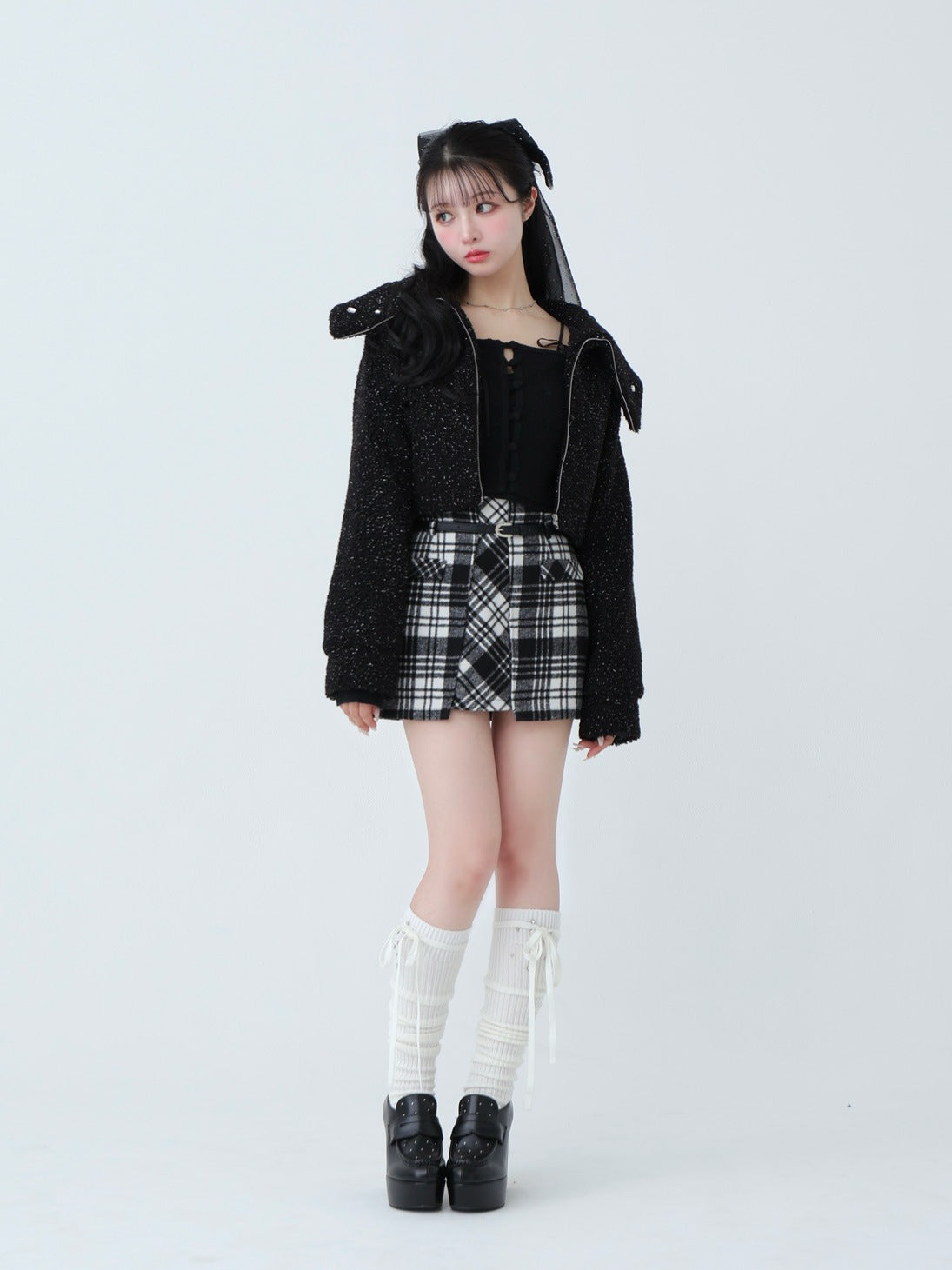 Big collar boa jacket(eme10377)