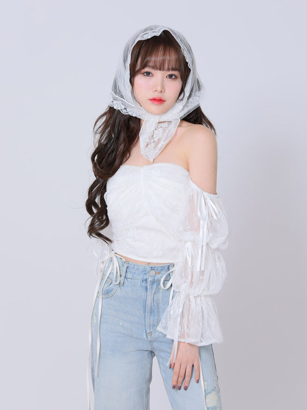 Candy sleeve lace tops(eme10708)