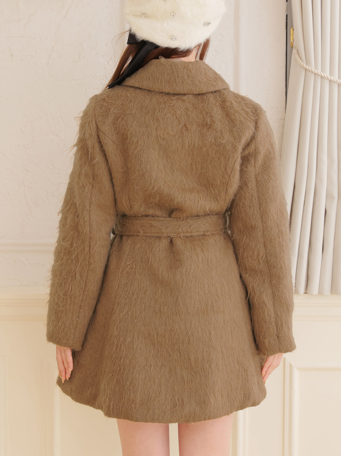 Shaggy belted coat(eme10779) – M me eme
