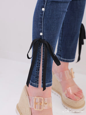 【SALE】Ribbon skinny denim (eme10128)