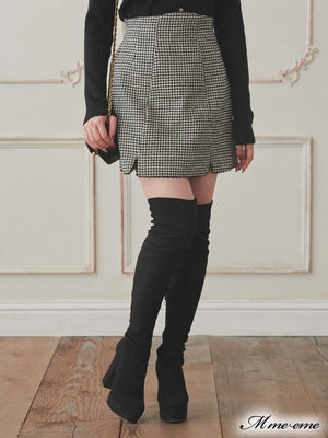 【SALE】Hhigh waist chidori skirt (eme10256)