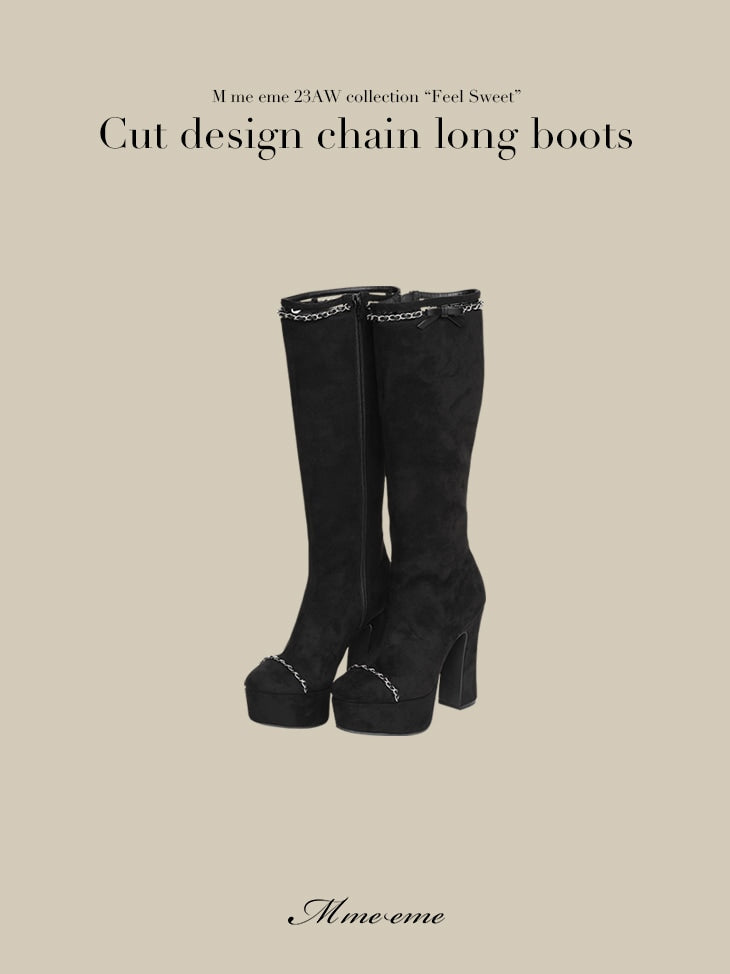 【SALE】Cut design chain long boots (eme10328)