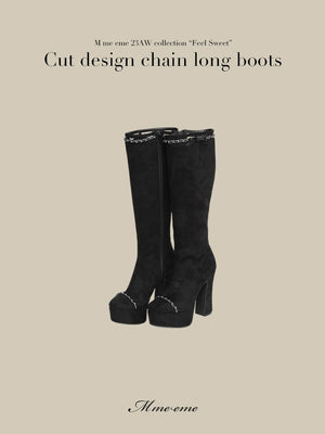 【SALE】Cut design chain long boots (eme10328)