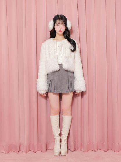 Belt design pleats mini skirt(eme10362)