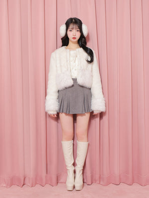 Belt design pleats mini skirt(eme10362)