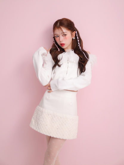 Fake leather docking mini skirt(eme10530)