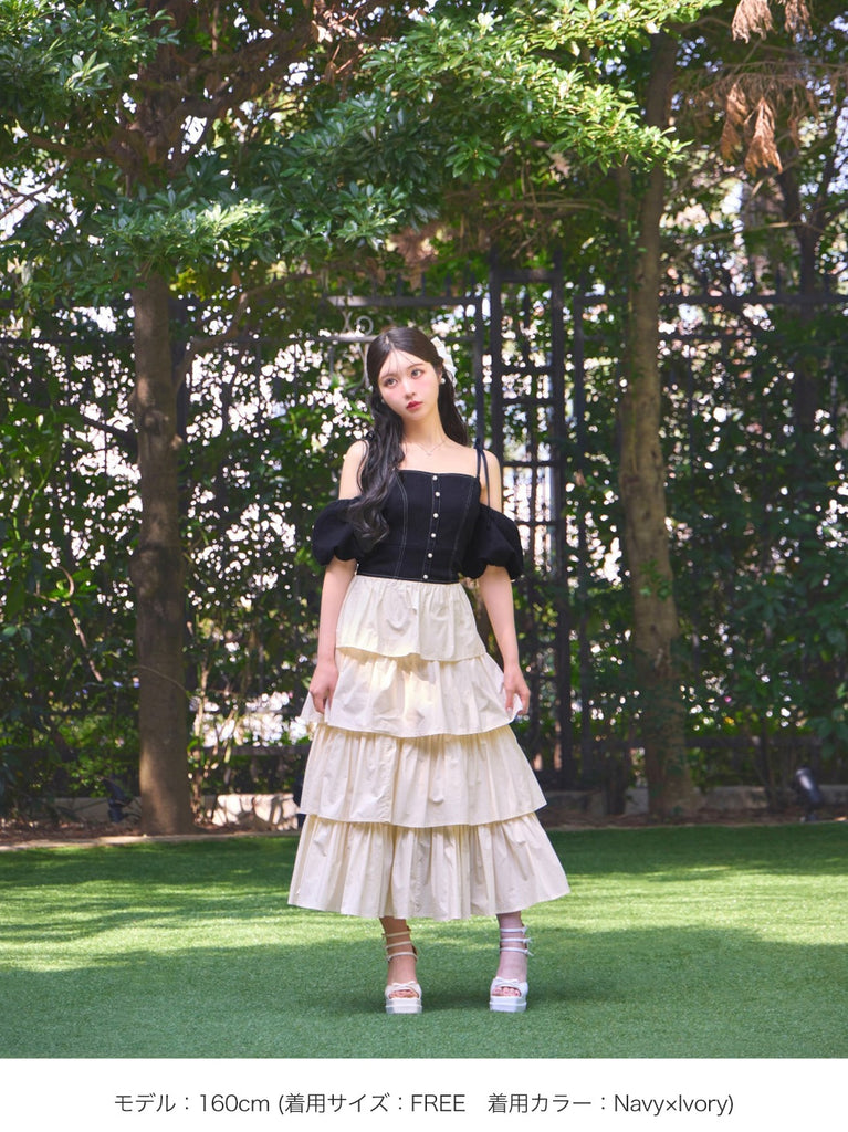 denim docking tiered one piece(eme10389)