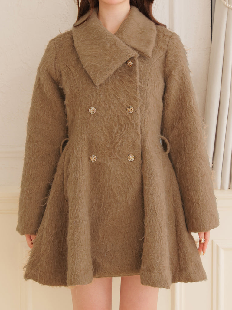 Shaggy belted coat(eme10779)