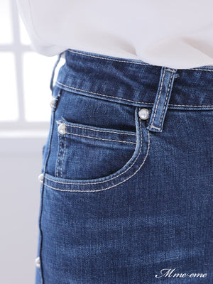 【SALE】Ribbon skinny denim (eme10128)