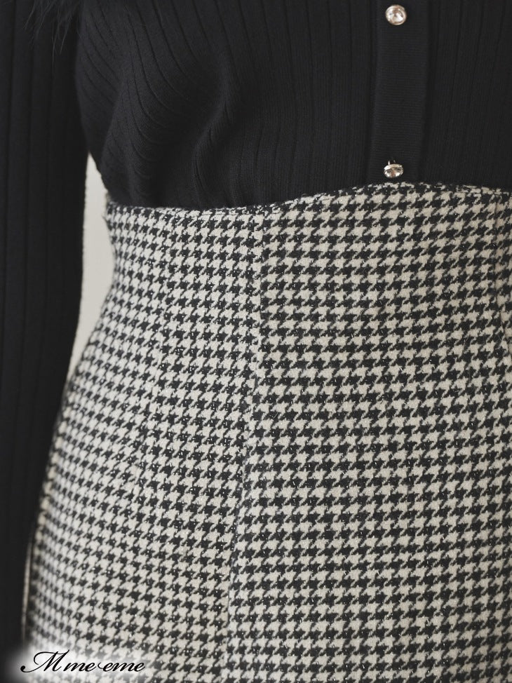 【SALE】Hhigh waist chidori skirt (eme10256)