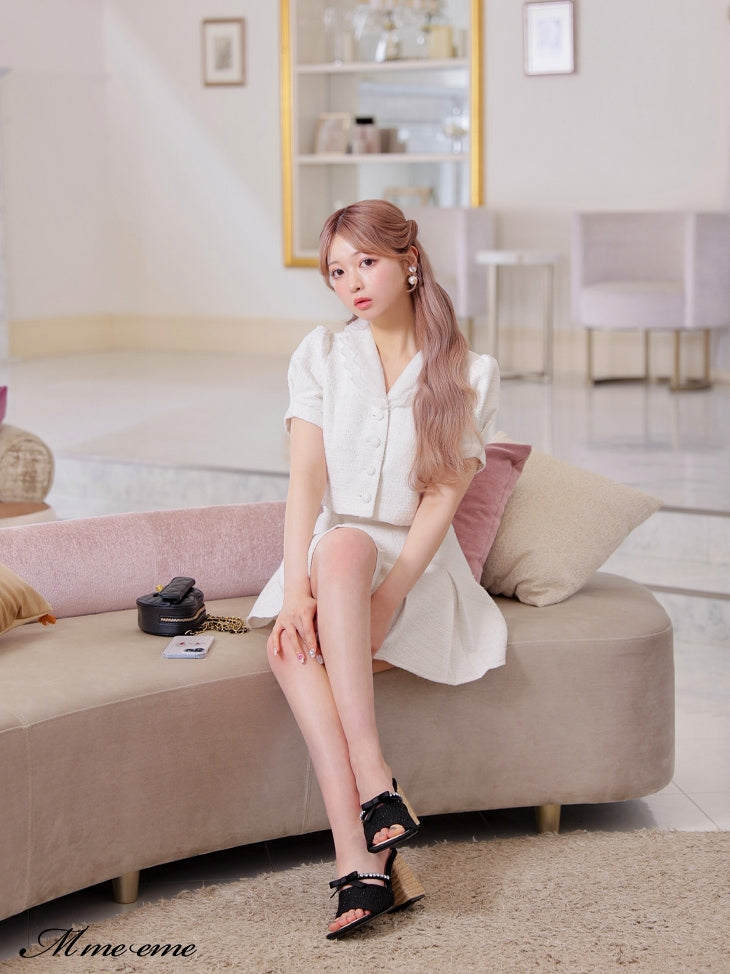 【SALE】Lace collar tweed jacket (eme10404)