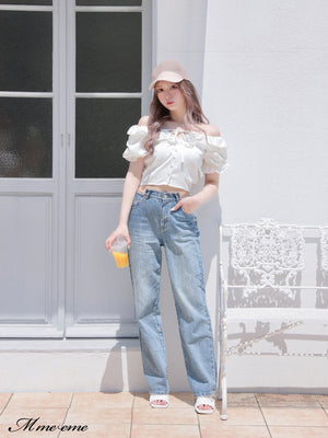 【SALE】Waist cut straight denim (eme10315)