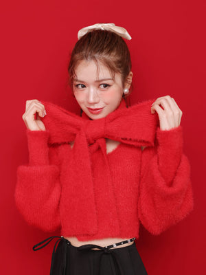 Scarf like shaggy knit tops (eme10372)