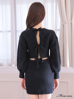【SALE】Back ribbon knit dress (eme10112)