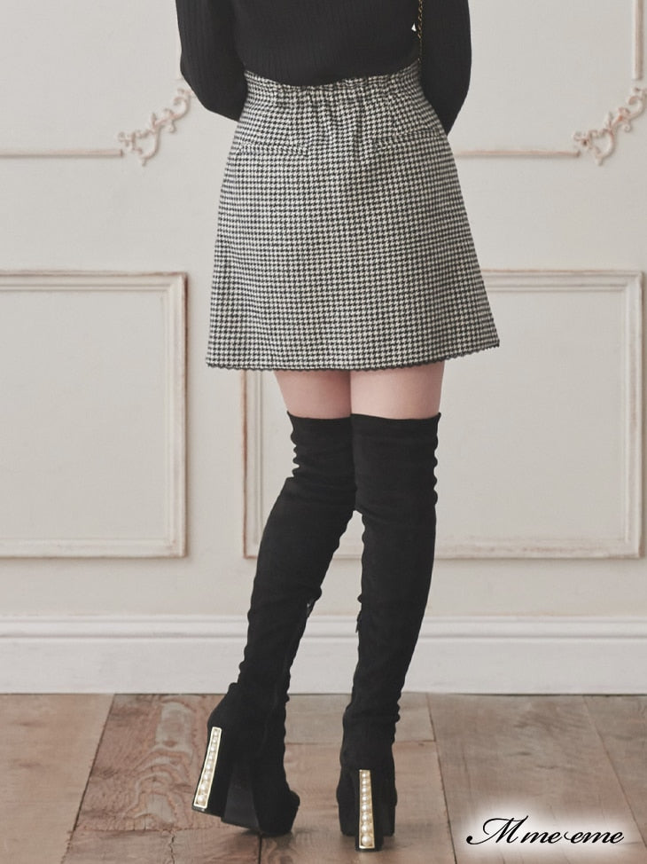 【SALE】Pearl heel knee high boots (eme10280)