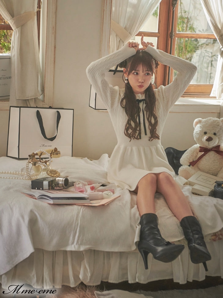 【SALE】Bijou pet flare knit dress (eme10254)