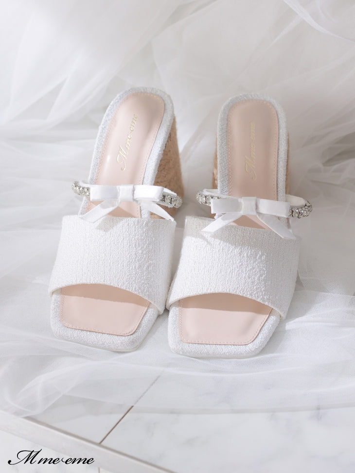 【SALE】Ribbon tweed mule (eme10312)