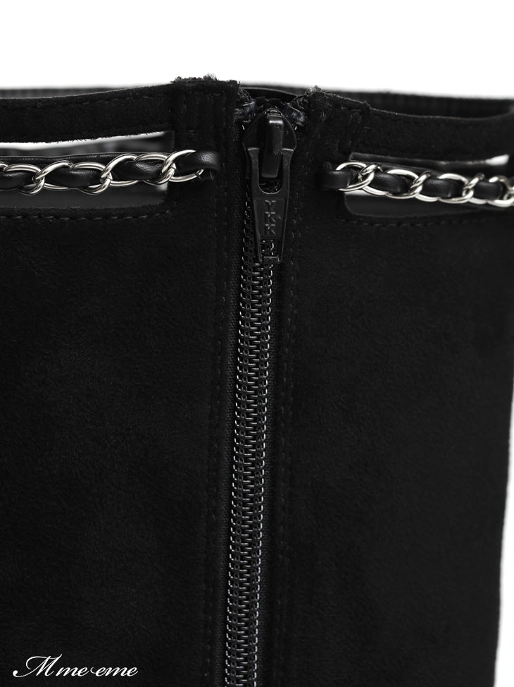 【SALE】Cut design chain long boots (eme10328)