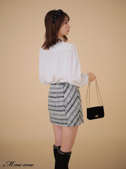 【SALE】Lame tweed trapezoidal skirt (eme10507)