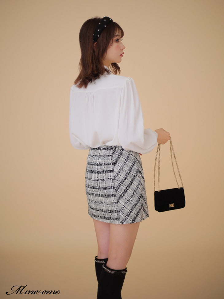 【SALE】Lame tweed trapezoidal skirt (eme10507)