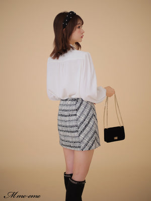 【SALE】Lame tweed trapezoidal skirt (eme10507)