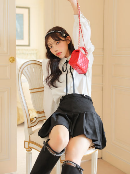 【SALE】Suede pleated skirt (eme10334)