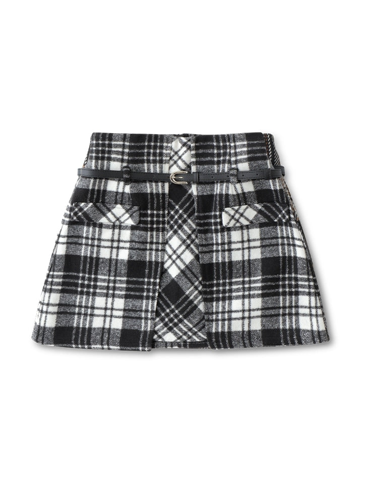 SALE】High waist check mini skirt(eme10449) – M me eme
