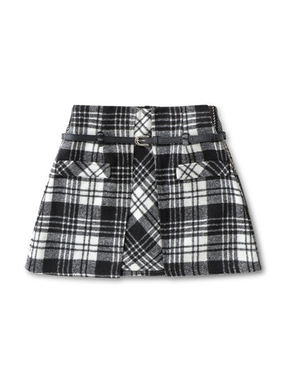 High waist check mini skirt(eme10449)