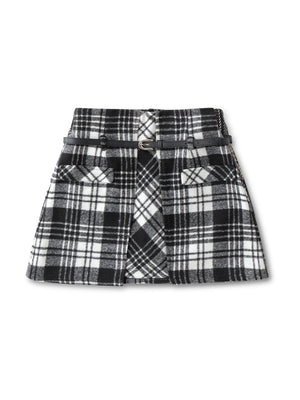 High waist check mini skirt(eme10449)