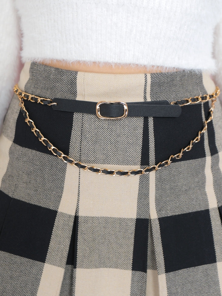 【SALE】Check box pleats skirt(eme10380)