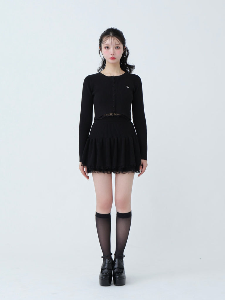 Rib knit mini skirt(eme10461)