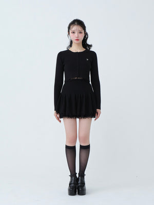 Rib knit mini skirt(eme10461)