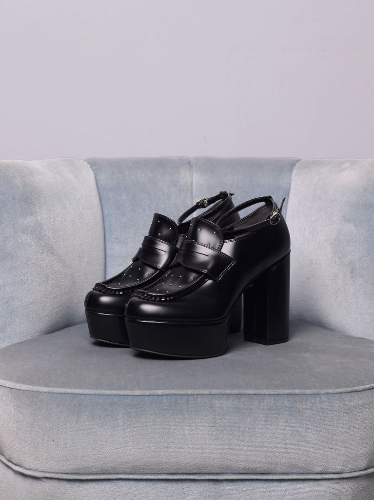 Studs leather loafer(eme10606)