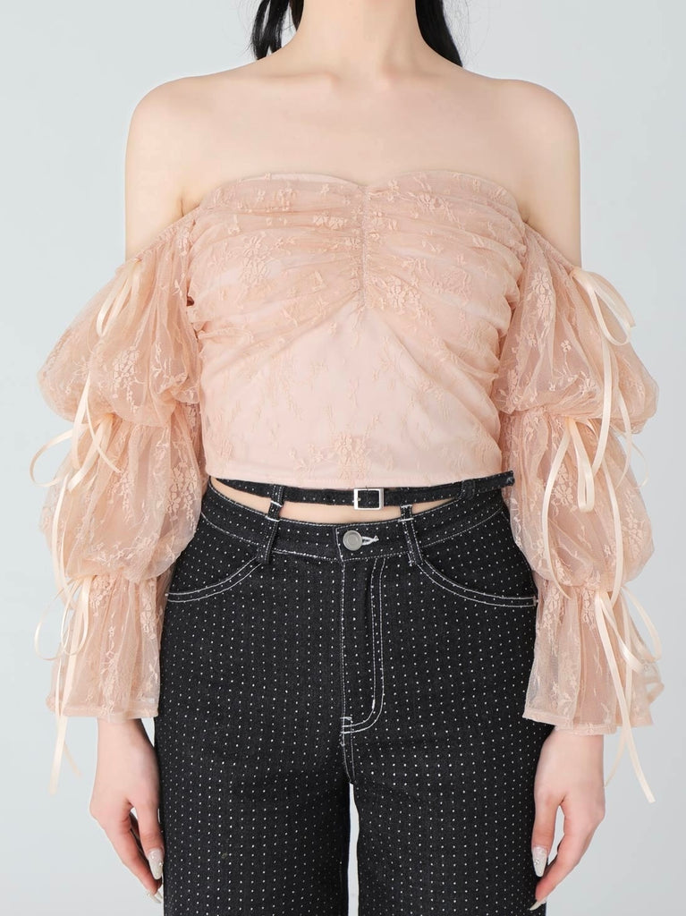 Candy sleeve lace tops(eme10708)