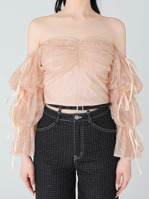 Candy sleeve lace tops(eme10708)