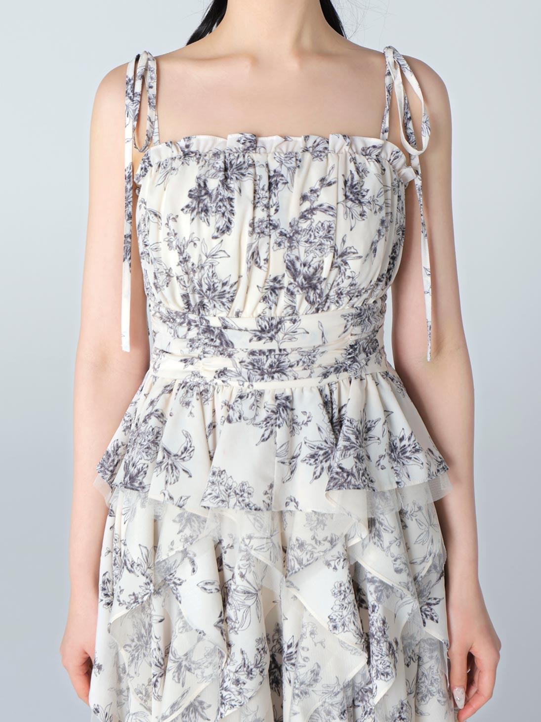 Spiral frill flower long onepiece(eme10540)