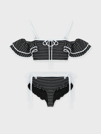 Ribbon frill border swimwear(eme10473)