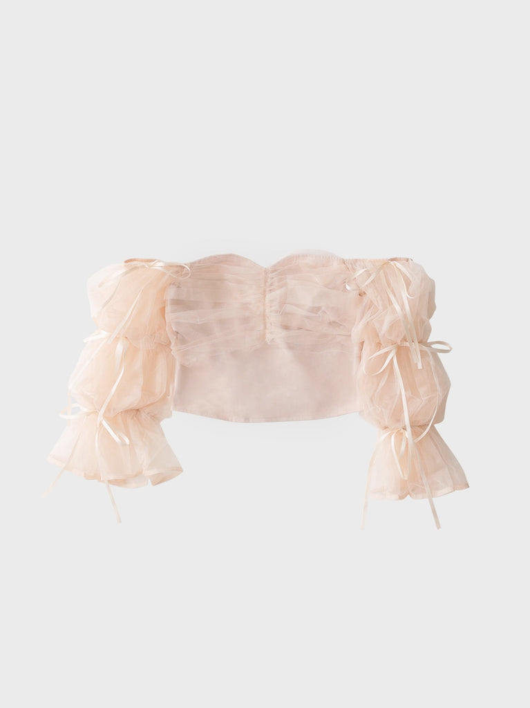 Candy sleeve tulle tops (eme10343)