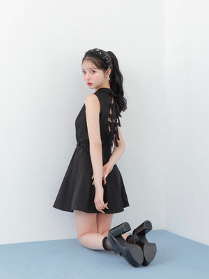 Back ribbon flare mini onepiece(eme10604)