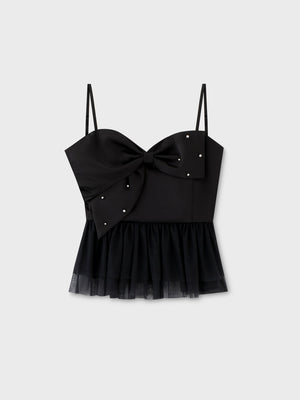 Ribbon bijou peplum cami bustier(eme10482)