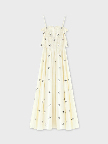 Ribbon embroidery shirring one piece(eme10391)
