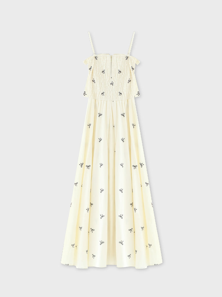 Ribbon embroidery shirring one piece(eme10391)