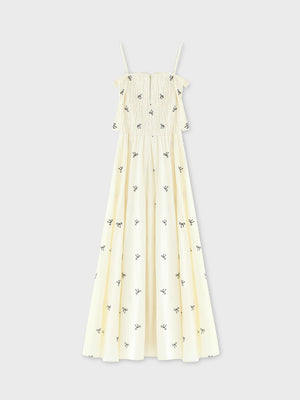 Ribbon embroidery shirring one piece(eme10391)