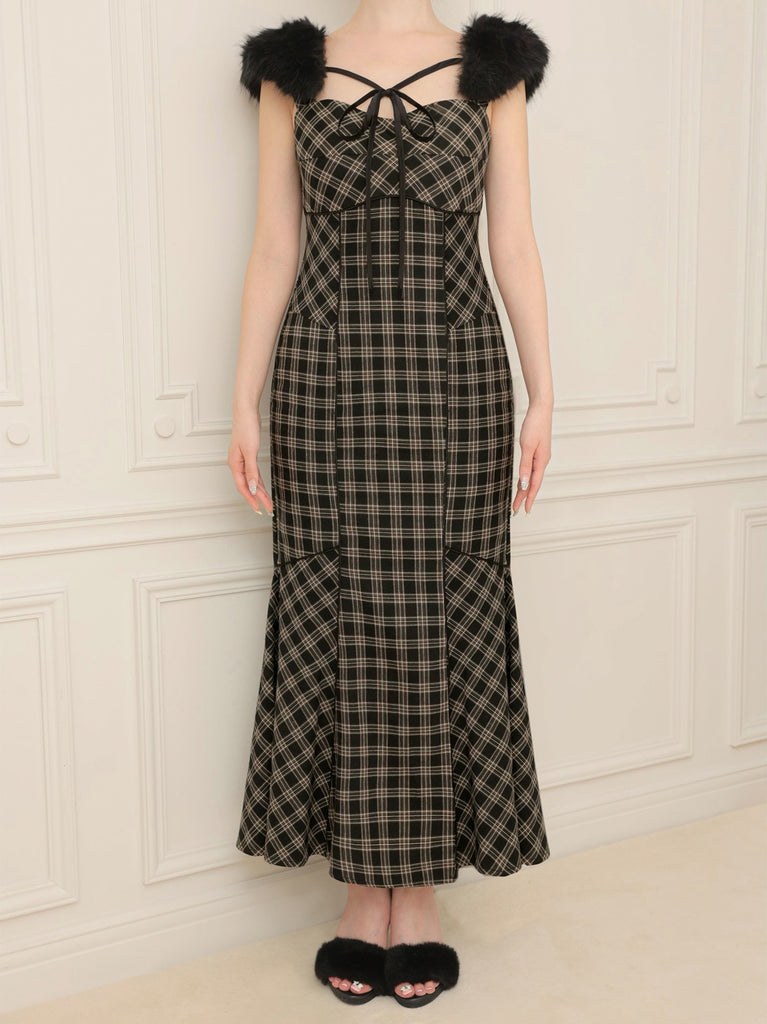 Fur sleeve mermaid onepiece(eme10718)