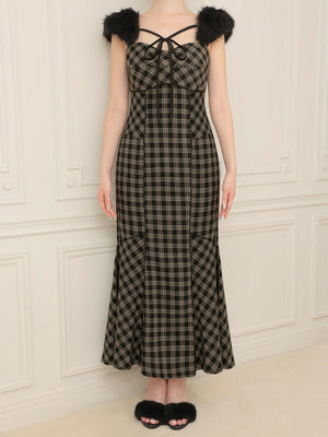 Fur sleeve mermaid onepiece(eme10718)